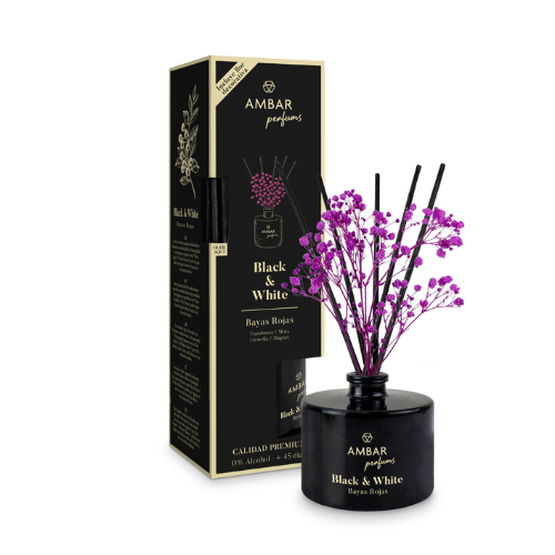 Mikado Bayas Rojas - Mikado Black&White, fragancia vibrante y dulce para el hogar.