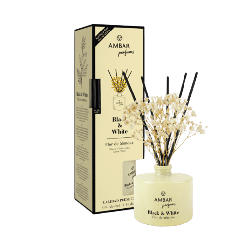 Mikado Flor de Mimosa - Mikado Black&White, fragancia floral y sofisticada para el hogar.
