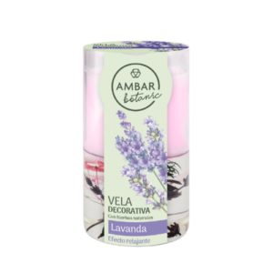 Vela Cera & Gelatina Lavanda 130 g Ambar Botanic - Fragancia floral y relajante para el hogar.