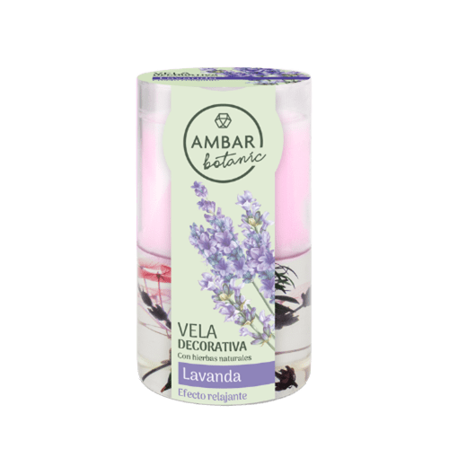 Vela Cera & Gelatina Lavanda 130 g Ambar Botanic - Fragancia floral y relajante para el hogar.