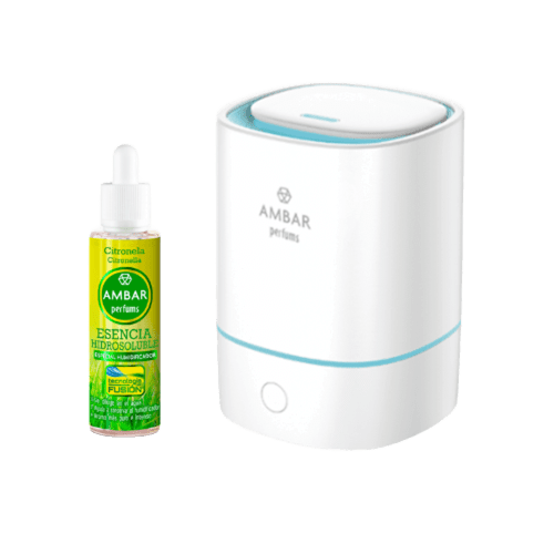 Humidificador compacto con esencia de citronela, diseñado para mejorar la calidad del aire y proporcionar un ambiente fresco y relajante